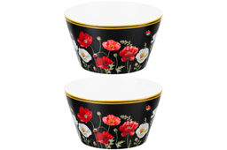 Набор 2 салатников 600 мл 13*13*7,5 см Маки на черном NEW BONE CHINA - Elan gallery фото 4