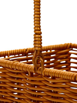 Корзина плетёная для хранения Fatum, с ручкой, пластиковая, коричневая, набор 2 шт.