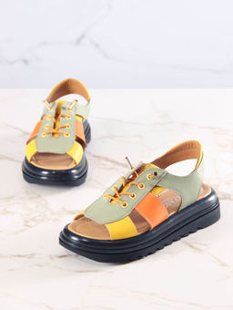 Босоножки EDART 2029.2525bl. Авокадо желтый оранжевый+черный  фото 9