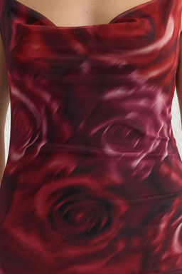 TRENDYOLMILLA Cok Renkli A-Kesim Degaje Yaka Cicek Desenli Piliseli Orme S?k Elbise TPRSS25EL00088  фото 4