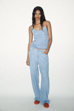 TRF PYJAMA-STYLE DENIM TROUSERS