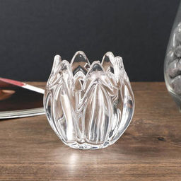 Цена за 2 шт. Стеклянный подсвечник на 1 свечу «Подснежник», прозрачный, 7×7×7 см