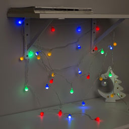 Гирлянда Нить 5 м с насадками Шарики цветные, IP20, прозрачная нить, 30 LED, свечение мульти, 8 режимов, 220 В - Luazon lighting фото 4