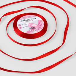 Цена за 5 шт. Лента атласная, 6 мм, 23±1 м, красная №26