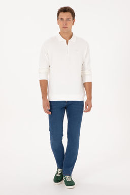 Erkek Beyaz Sweatshirt