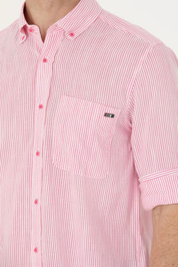 Erkek Pembe _izgili Beyaz G_mlek