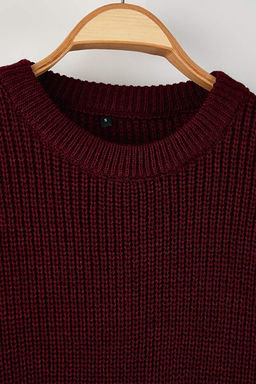 Bordo Oversize Bisiklet Yaka D_z Kazak TMNAW23KZ00189 - Trendyolmilla фото 2
