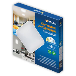 ULI-Q110 55W/3000K+4000K+6500K/S45 WHITE Светильник светодиодный накладной. Теплый свет(3000K)+Белый свет(4000K)+Дневной свет(6500K). 450х450мм. IP40. Корпус белый. TМ Volpe