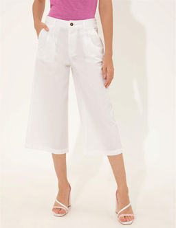 Beyaz Flare Cropped Pantolon - Pierre cardin фото 2