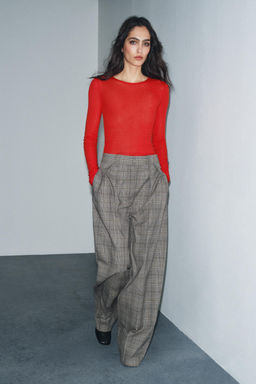 ZW COLLECTION CHECKED DARTED TROUSERS - Zara фото 6