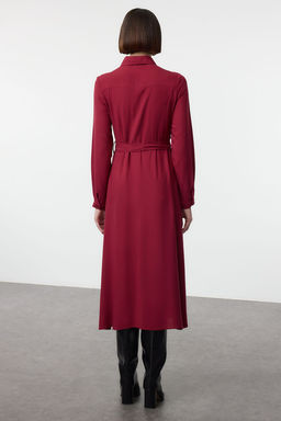 TRENDYOLMILLA Siyah Kusakl? Viskon Midi Dokuma Gomlek Elbise TWOAW25EL00436  фото 15