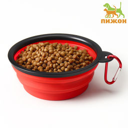 Цена за 2 шт. Миска силиконовая, складная, 350 мл, 13 см, красная