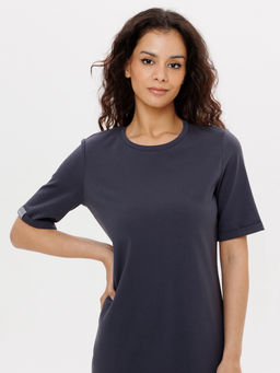 Трикотажное женское удлиненное платье-футболка графит ВП-08 (33)