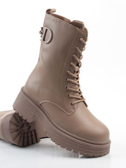 04-PAX31-2Z DK. BEIGE Ботинки зимние женские (натуральная кожа, 100% шерсть)