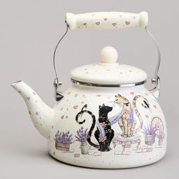 ЧАЙНИК AGNESS ЭМАЛИРОВАННЫЙ СЕРИЯ LAVANDER CATS, 2,6 Л