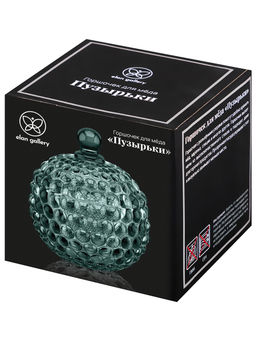 Горшочек д/меда 150 мл 8,5*8,5*11 см "Пузырьки" зеленый