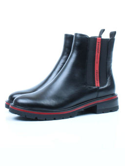 01-C1203-21R100M-1BLACK Ботинки демисезонные женские (натуральная кожа, байка)