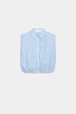 CAMISA CORTA RAYAS HOMBRERAS / Azul / Blanco