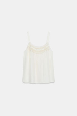 TOP SATINADO ENCAJE ZW COLLECTION / Blanco roto