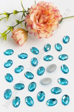 Стразы граненые 10*14 мм, овал (100 шт) SF-1608, бирюзовый