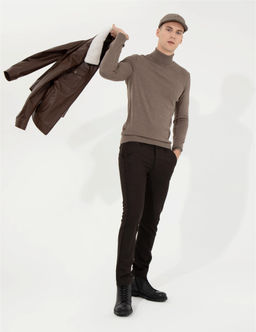 Vizon Melanj Slim Fit Bal_k__ Yaka Basic Triko Kazak