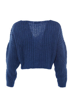Indigo Yumusak Dokulu Crop Triko H?rka TWOAW21HI0017