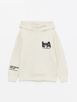 Rahat Kal?p Kap??onlu Bask?l? Erkek ?ocuk Sweatshirt