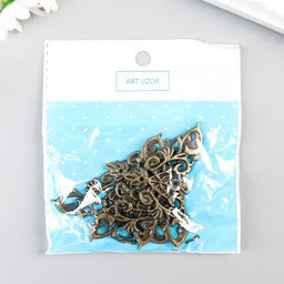 Цена за 2 шт. Уголок металл «Узорчатый», под бронзу, набор 4 шт., 4.5×4.5 см