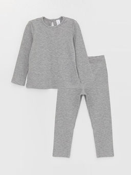 Bisiklet Yaka Uzun Kollu Bask?l? K?z Bebek Pijama Tak?m?
