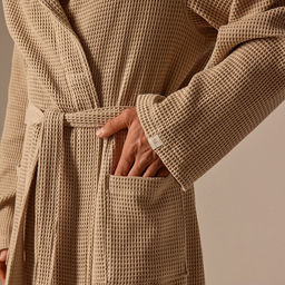 Халат вафельный мужской SL HOME: Basic «Саббиа», размер XL, хлопок 100%, коричневый