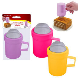 Кружка-сито для сахарной пудры и какао 3цв NEW, 11.39 /МультиДом/