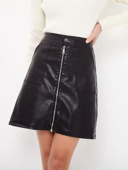K10815 Юбка из экокожи ЧЕРНЫЙ
