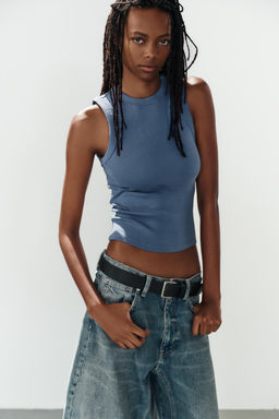 TOP RIB TIRANTES / Azul?n