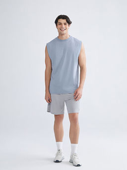 Bisiklet Yaka Bask?l? Erkek Kolsuz Ti??rt