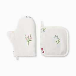 Набор кухонный Этель «Цветочек»: варежка 20×27 см, прихватка 19×19 см, саржа 190 г/м², 100% хлопок