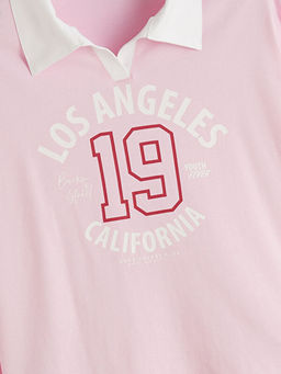 Polo Yaka Los Angeles Bask?l? K?z ?ocuk Ti??rt