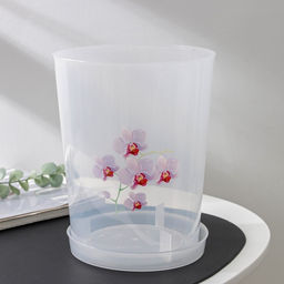 Горшок для орхидей с поддоном, 3.5 л, пластиковый, прозрачный