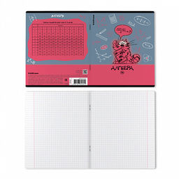 Цена за 5 шт. Тетрадь общая ученическая с пластиковой обложкой на скобе ErichKrause Котоформулы, Алгебра, 48 листов, клетка  фото 2