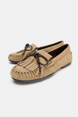 MOCAS?N PIEL FLECOS / Beige - Zara фото 4