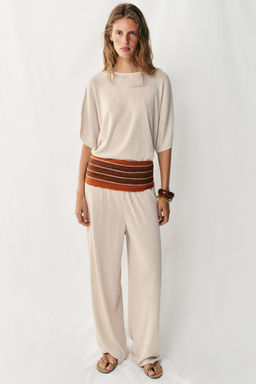 TOP R?STICO MANGA CAPA / Beige claro