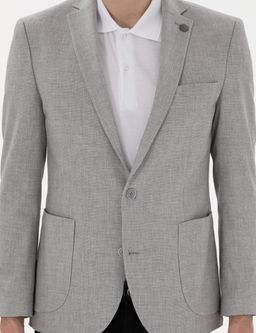 Gri Extra Slim Fit Keten Kar___ml_ Ceket