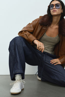 Pantal?n denim con cord?n de ajuste - H&m фото 6