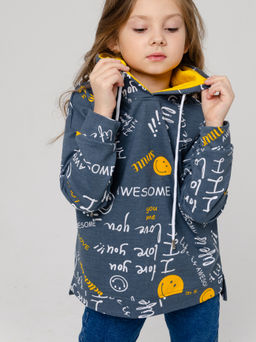 884Д Худи детское "Оранжевые смайлики"