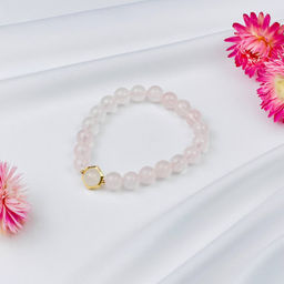 Браслет Розового кварца и Лунного камня 17 см