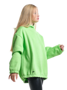 Худи one size с начесом удлиненное с капюшоном спортивное UD 8015 салатовый - Mini maxi фото 4