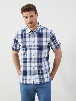 Regular Fit K?sa Kollu Ekose Erkek G?mlek