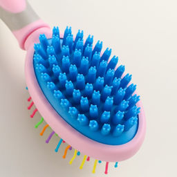 Двусторонняя щётка - расческа с волнистыми зубьями, средняя, 6 х 19 см, розовая - Пижон фото 4