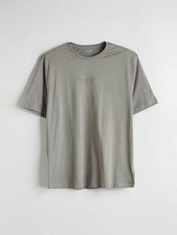 Bisiklet Yaka Bask?l? Penye Erkek Ti??rt