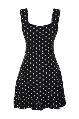 Siyah*001 Kare Yaka Volanl? A-Line Mini Orme Mini Elbise TWOSS23EL00348 - Trendyolmilla фото 10