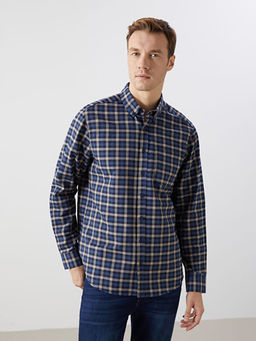 Regular Fit Uzun Kollu Ekose Gabardin Erkek G?mlek